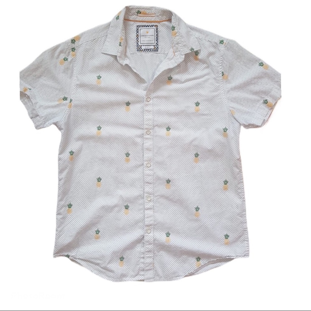 Denim & Flower Men's Pineapple Print Shirt Size M